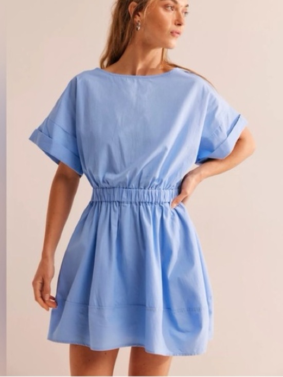Free People Dresses & Skirts - Free People Light Blue Open Back Elastic-Waist Short Dress